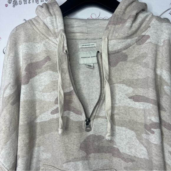 American eagle sweater hoodie pullover half zip camo camouflage beige sandy - Picture 3 of 7